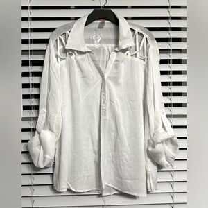 🛍️Krazy Kitty  Roll-Up Sleeve Button Down Shirt Size 3X